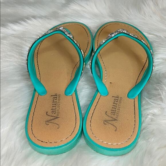Natural Reflections Mint Jewel Rhinestone Sandals - Picture 3 of 5